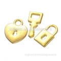 gold tone plated lock and key together european wholesaler charm jewellery